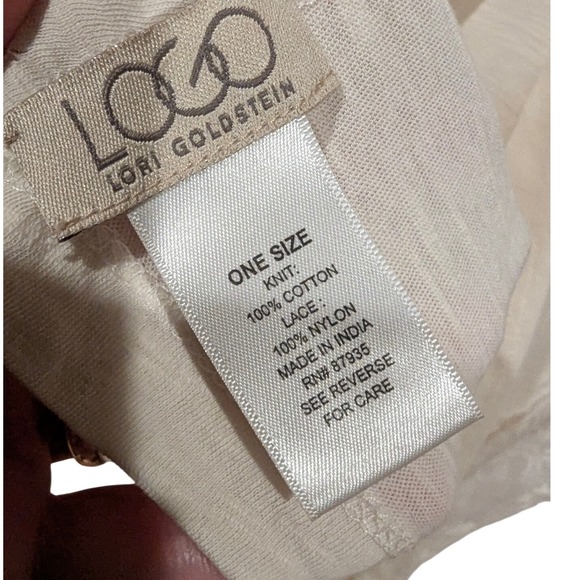 LOGO Lori Goldstein Cream Cotton Knit Scarf with Floral Eyelash Lace 18x72 - Picture 3 of 4